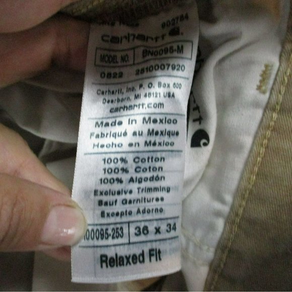 Carhartt Pants Mens 36x34 Brown Cotton Mid Rise Relaxed Fit Twill Work - Picture 14 of 16
